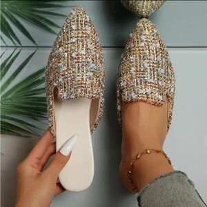 Elegant Multicolor Tweed Women's Loafers